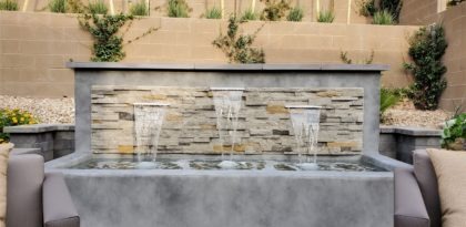 custom concrete water wall with veneer